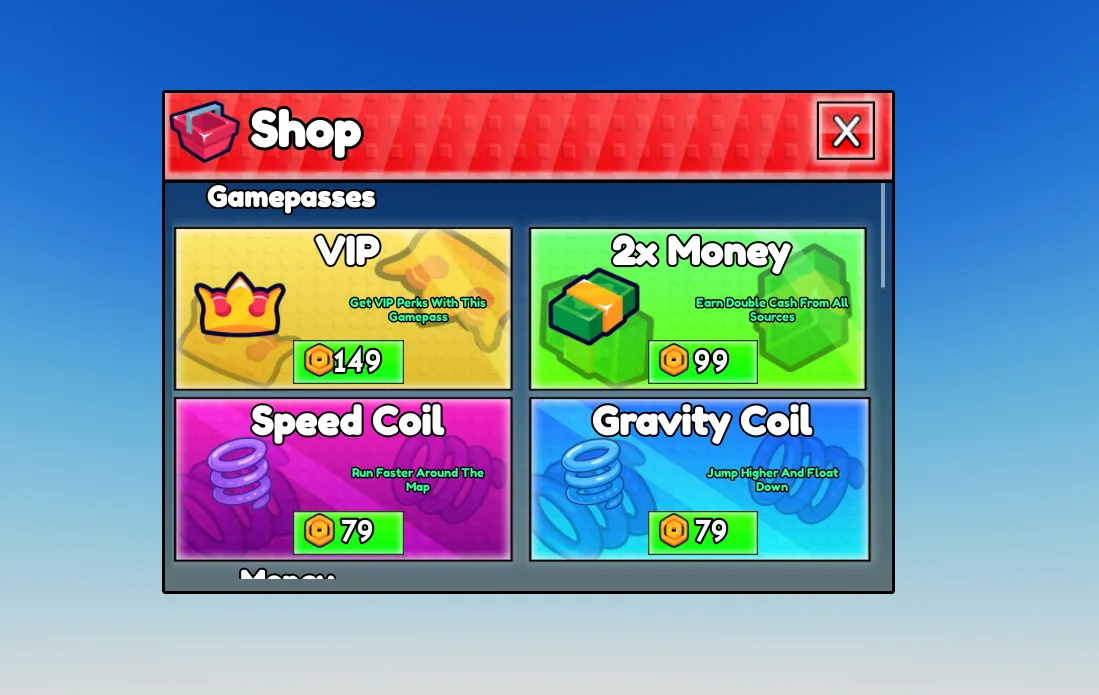 Restyle this shop UI with a bold, game-ready preset — after Bloxsmith styling